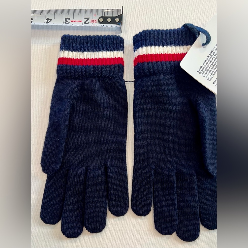 Moncler NWT Navy Gloves Unisex Medium Stretch 100% Virgin Wool - Picture 5 of 8